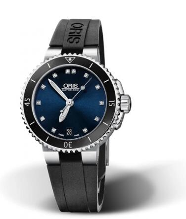 Review Oris Aquis Date 36 Stainless Steel Blue Diamond Rubber Replica Watch 01 733 7652 4195-07 4 18 34 - Click Image to Close